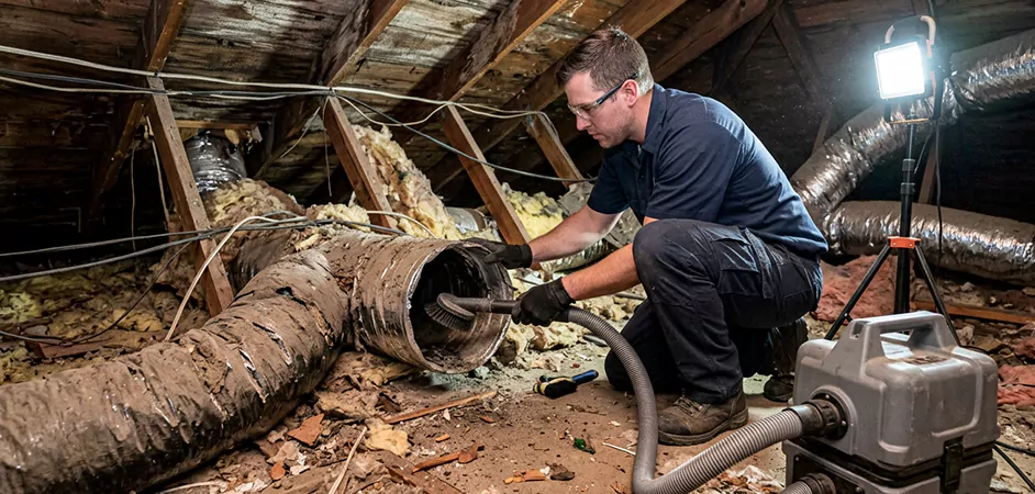 Storm-Damaged Attic Duct Cleaning in Newark