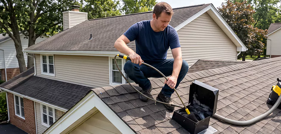 Multi-Story Roof Dryer Vent Cleaning in Newark